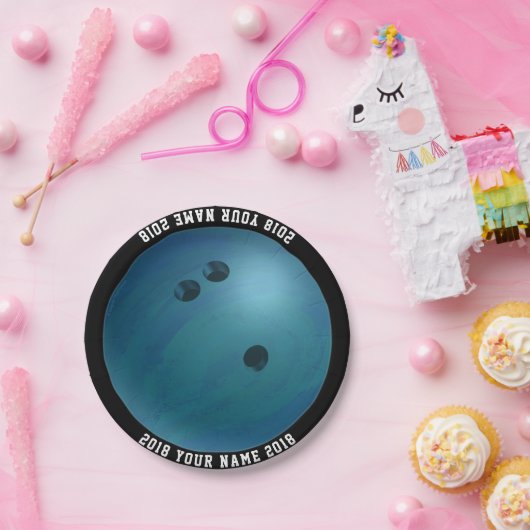 08of12 Bowling Ball Custom Party Plate Pappteller (Party)