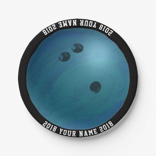 08of12 Bowling Ball Custom Party Plate Pappteller (Vorderseite)