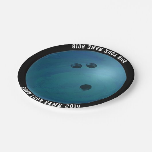 08of12 Bowling Ball Custom Party Plate Pappteller (Schrägansicht)