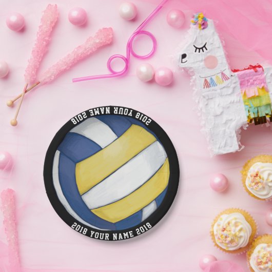08of12 Volleyballl Custom Party Plate Pappteller (Party)