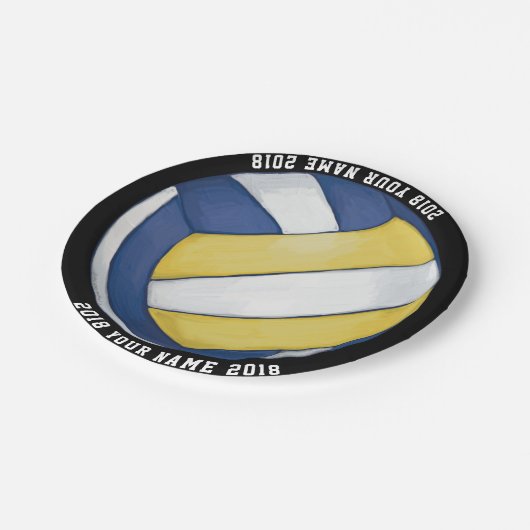 08of12 Volleyballl Custom Party Plate Pappteller (Schrägansicht)