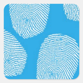 090906-investigation BLUE FINGERPRINTS DETECTIVE Quadratischer Aufkleber