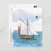 (093) Leenan Head Sailboat Postkarte (Vorne/Hinten)
