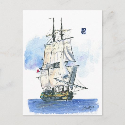 (094) L'Hermione Französisches Großraumschiff Postkarte (Vorderseite)