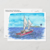 (095) Traditionelles Waka Sailboat Postkarte (Vorne/Hinten)