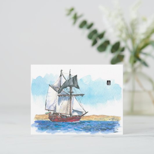 (096) Atyla Schooner Sailboote Postkarte (Stehend Vorderseite)