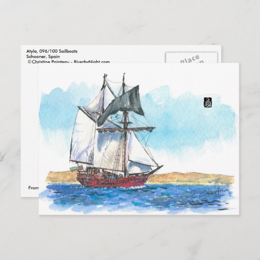 (096) Atyla Schooner Sailboote Postkarte (Vorne/Hinten)