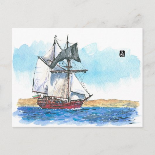 (096) Atyla Schooner Sailboote Postkarte (Vorderseite)