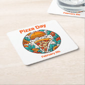 09.02. Pizza Day Rechteckiger Pappuntersetzer (angewinkelt)
