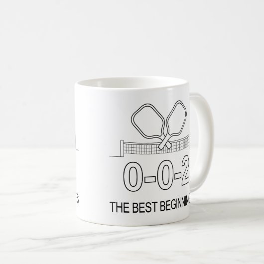 0-0-2 Der beste Start Indoor-Pickleball-Becher Kaffeetasse (VorderseiteRechts)