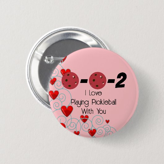 0-0-2 I Liebe Pickleball mit Valentine Button (Vorne & Hinten)