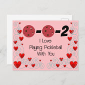 0-0-2 I Liebe Pickleball mit Valentine Postkarte (Vorne/Hinten)