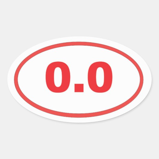 0,0 Rot Ovaler Aufkleber (Vorderseite)
