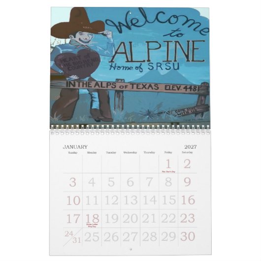 0-Alpine, Kalender Texas 2010 durch (Jan 2027)