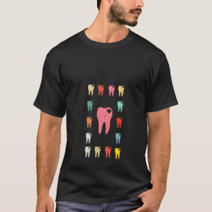 0 Damen Zahn Herz Muster Zahnärztliche Assistentin T-Shirt