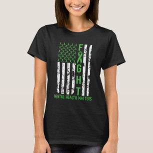 0 Grüne amerikanische Flagge USA Psychische Gesund T-Shirt