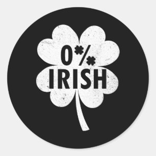 0% Irisches Kleeblatt Glücksbringer St. Patricks Runder Aufkleber