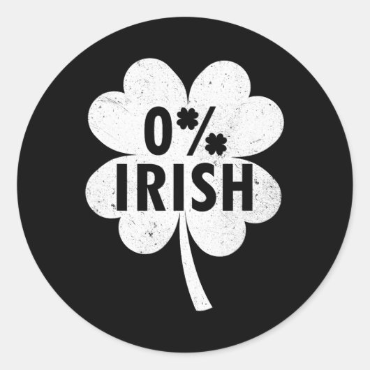 0% Irisches Kleeblatt Glücksbringer St Patricks Runder Aufkleber (Vorderseite)