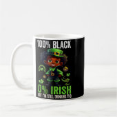 0% Irish 100% Black -funny St. Patricks Day Black Kaffeetasse (Links)