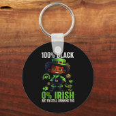 0% Irish 100% Black -funny St. Patricks Day Black Schlüsselanhänger (Vorderseite)