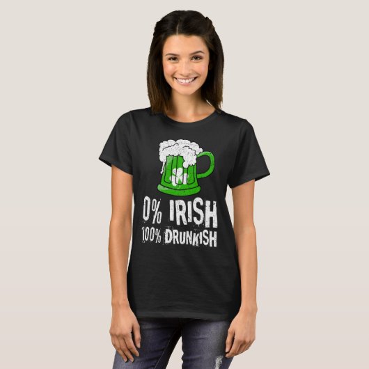 0 Irish 100 Drunkish Draft Beer Shamrock St Patric T-Shirt (Vorne ganz)