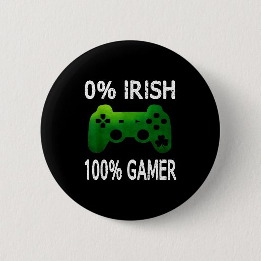 0% Irish 100% Gamer Funny St Patricks Day Video Ga Button (Vorderseite)