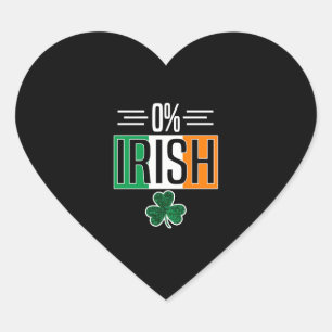 0 Irish St Patricks Day Irish Zero Percent Shmaroc Herz-Aufkleber