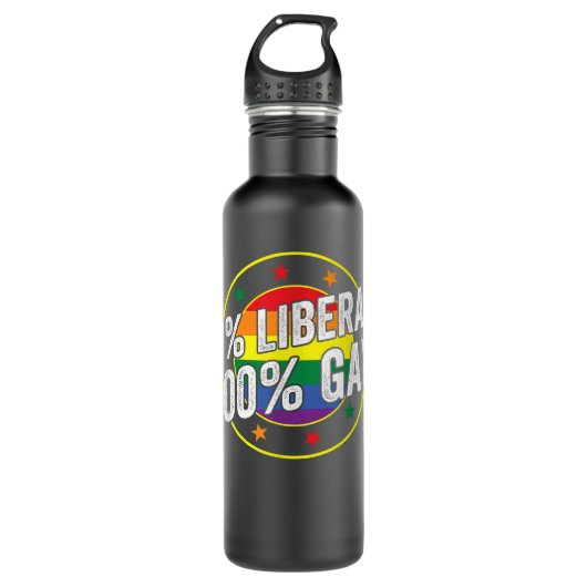 0 Liberal 100 Gay LGBT Design für Konservative Edelstahlflasche (Vorderseite)