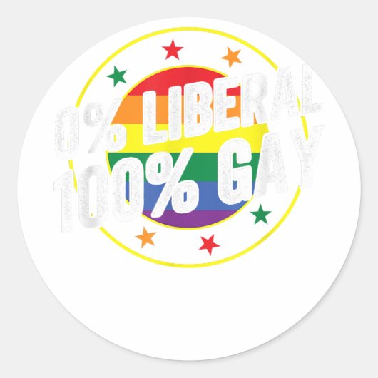 0 Liberal 100 Gay LGBT Design für Konservative Runder Aufkleber (Vorderseite)