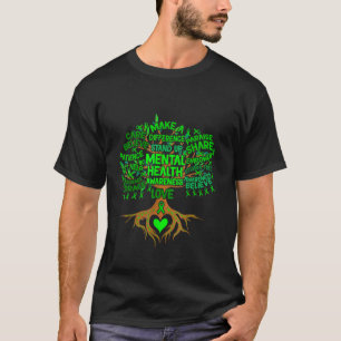 0 Mental Health Awareness-Baum grünes Band für mic T-Shirt