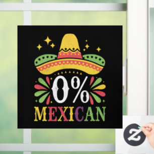 0% Mexikanisch Null Prozent Lustig Cinco De Mayo Fensteraufkleber