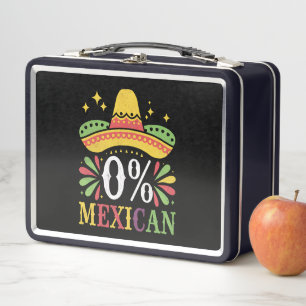 0% Mexikanisch Zero Prozent Lustig Cinco De Mayo Metall Brotdose