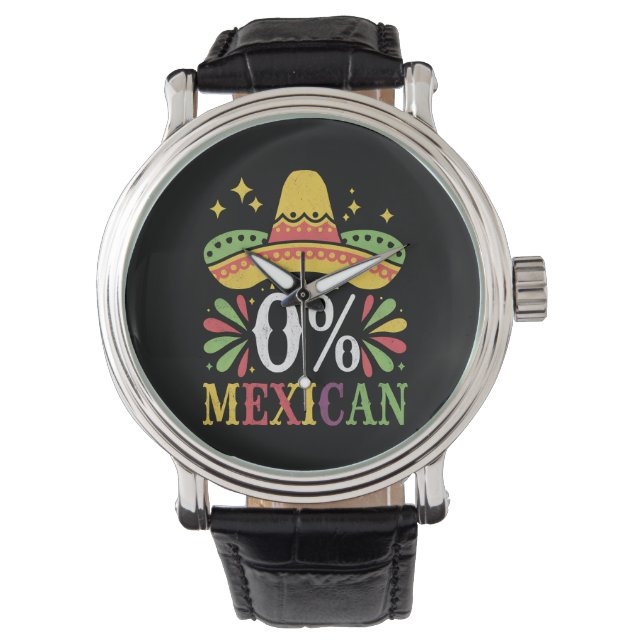 0 % mexikanische Null Prozent Funny Cinco De Mayo Armbanduhr (Vorderseite)
