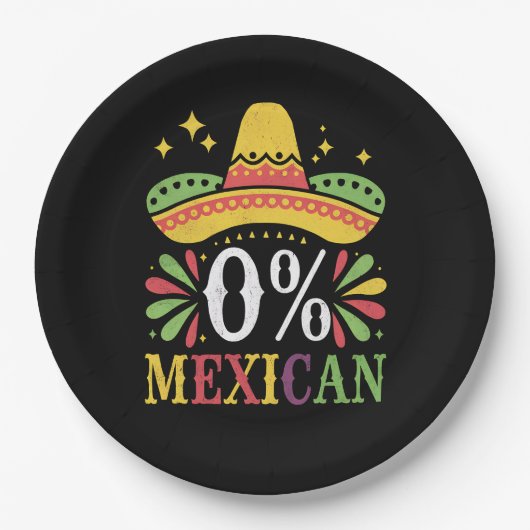 0 % mexikanische Null Prozent Funny Cinco De Mayo Pappteller (Vorderseite)