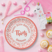 0. Random Number Pattern Coral/White Pappteller (Party)