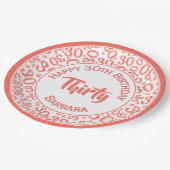 0. Random Number Pattern Coral/White Pappteller (Schrägansicht)