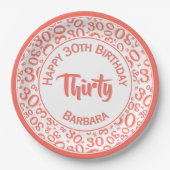 0. Random Number Pattern Coral/White Pappteller (Vorderseite)