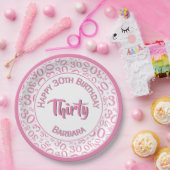 0. Random Zahlenmuster Rosa/Weiß Pappteller (Party)