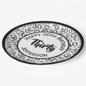 0. Random Zahlenmuster Schwarz/Weiß Pappteller (Schrägansicht)