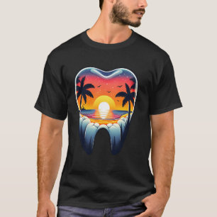 0 Süßer Zahnarzt Zahn Sonnenuntergang Palmen Denta T-Shirt