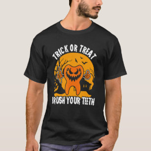 0 Süßes oder Saures Putze deine Zähne Zahnarzt Hal T-Shirt