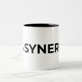 0% Synergy Typographic Minimalist  Zweifarbige Tasse (Mittel)