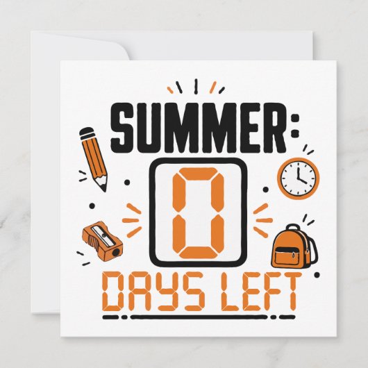 0 Tage bis zum Schulabschluss Countdown-Design Karte (Vorderseite)
