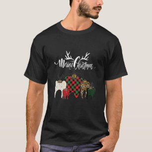 0 Zahnarzt Weihnachten Lustiger Leopard Kariert Zä T-Shirt