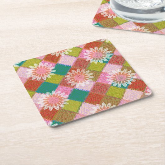 &0s retro daisy grüner Untersetzer (angewinkelt)