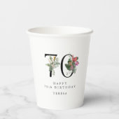 0th Birthday Cheers with Name Tropical Floral Pappbecher (Rückseite)