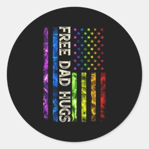 0y5 Freier Vater Hugs America Flag LGbt Gay Pride Runder Aufkleber