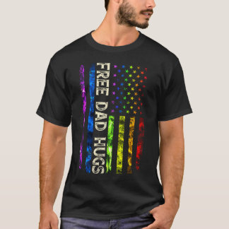 0Y5 Kostenlose Dad Hugs America Flagge Lgbt Gay Pr T-Shirt