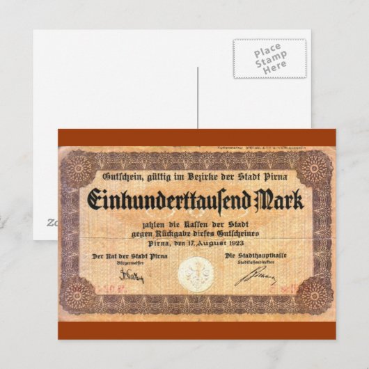 100000 Mark Postkarte (Vorne/Hinten)