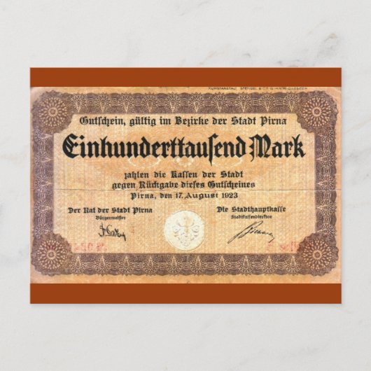 100000 Mark Postkarte (Vorderseite)